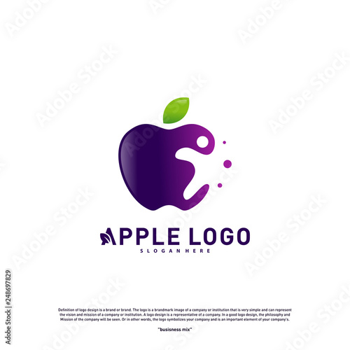 Apple with Fun People Healthy life logo concept. Apple Creative Logo vector template. Icon symbol