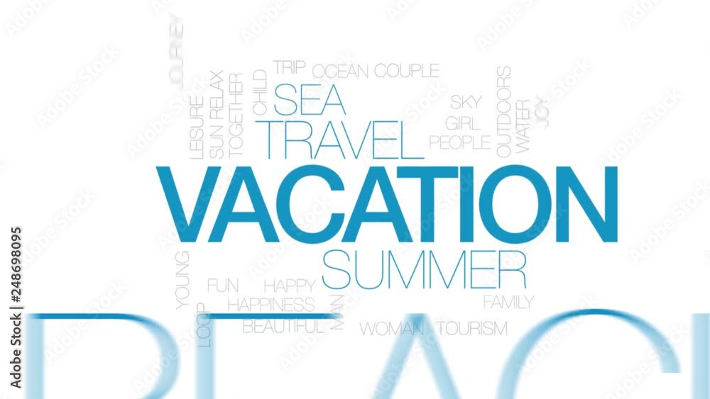 Vacation animated word cloud. Kinetic typography. Vacation animated word cloud. Kinetic typography.