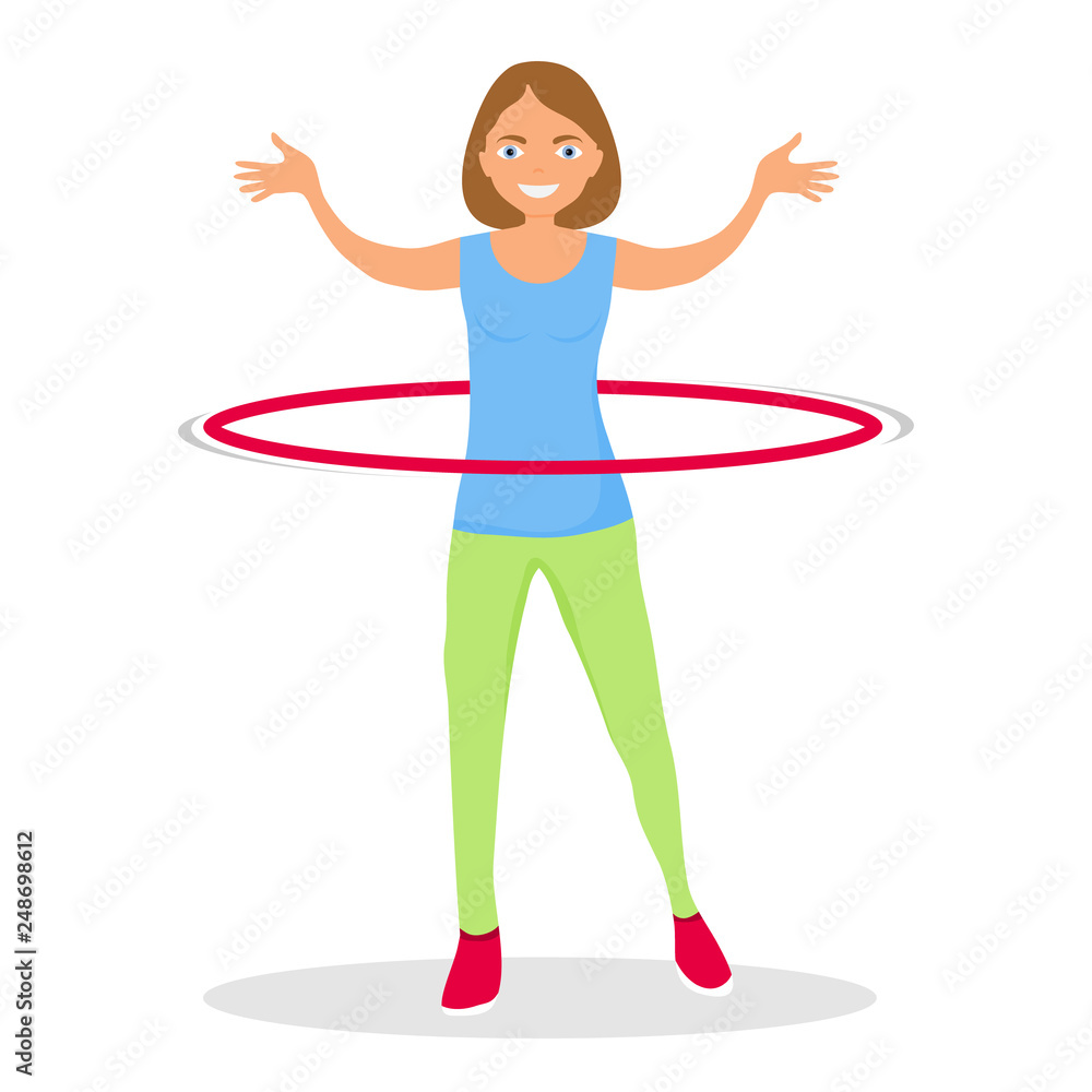 Girl Doing Hula hoop, Kid Practicing Different Sports And Physical ...
