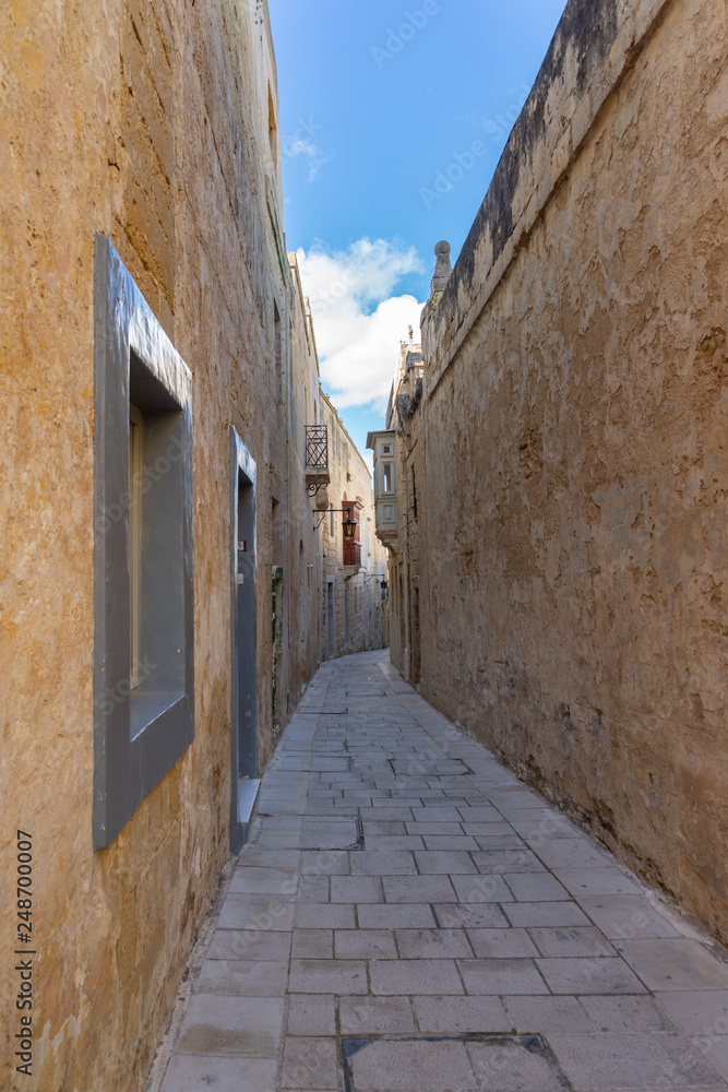 Eine Gasse in der Stadt Mdina auf Malta