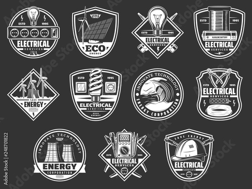 Electrical service and energy power icons