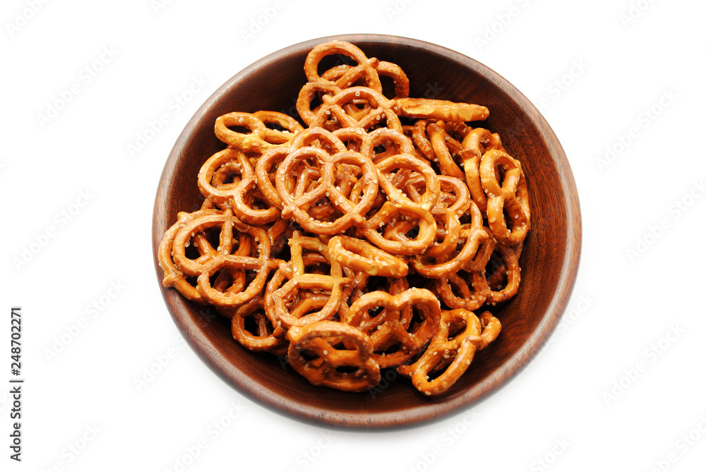Wooden Bowl Filled with Pretzels Wooden Bowl Filled with Pretzels