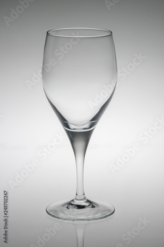Transparent glass cup, isolated on white background