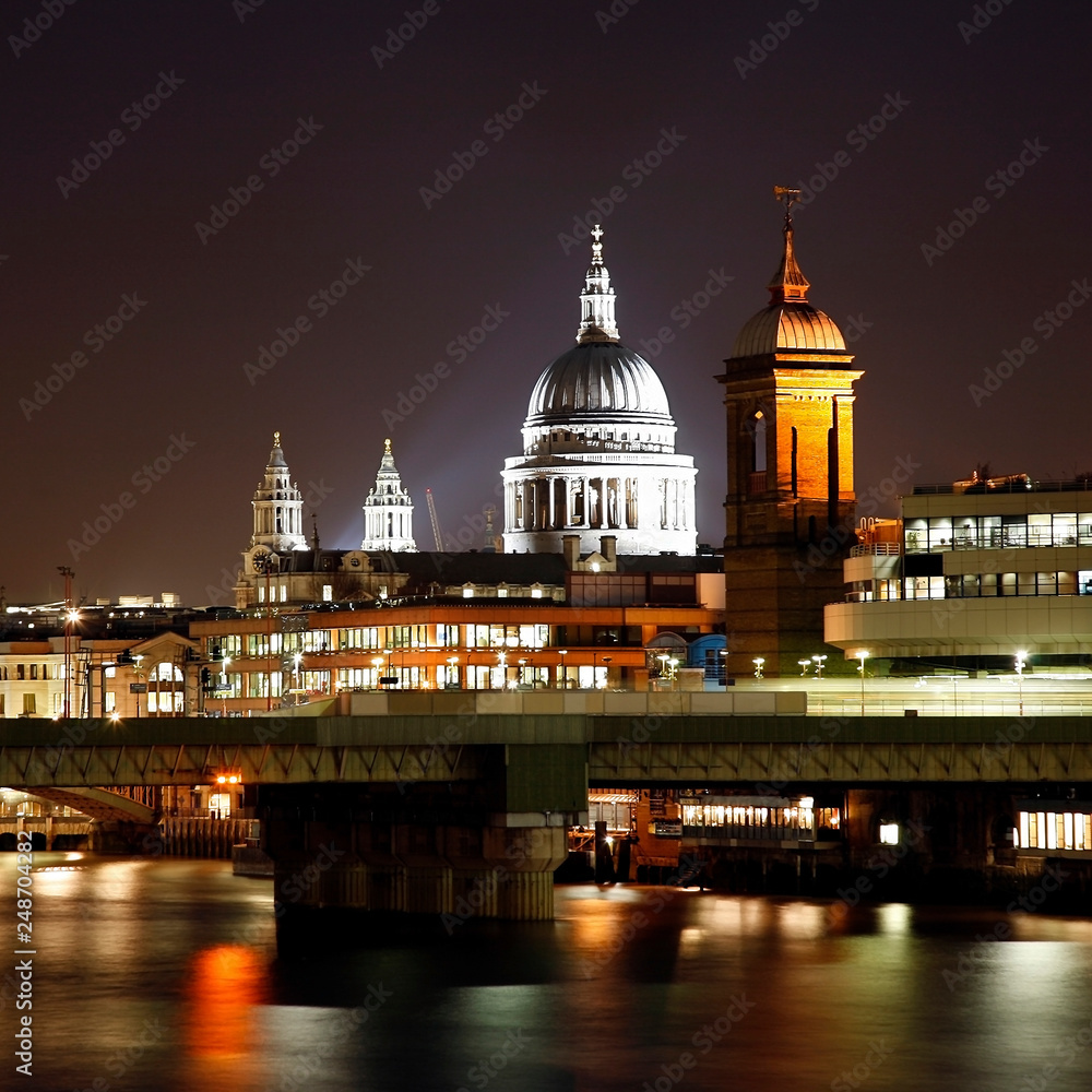 St Paul's Cathedral and Southwark Bridge at Night