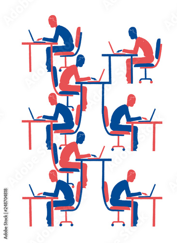 People works at the Intenet cafè