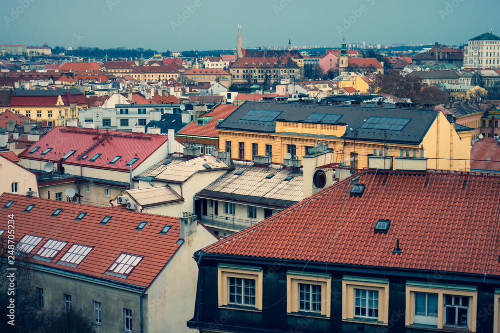 beautiful aerial scene of Prague city, Czech Republic, Instagram style beautiful aerial scene of Prague city, Czech Republic, Instagram style