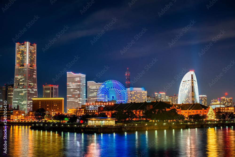 beautiful night view of city skyline MinatoMirai in Yokohama City, Kanagawa Prefecture, Japan beautiful night view of city skyline MinatoMirai in Yokohama City, Kanagawa Prefecture, Japan