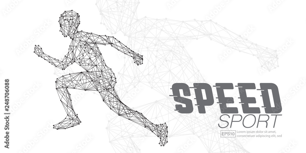 Fototapeta premium Running human from abstract polygonal blue