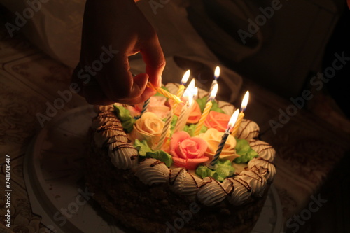 birthday cake with candles