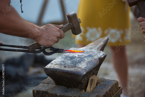 Medieval traditional blacksmith for metal forging