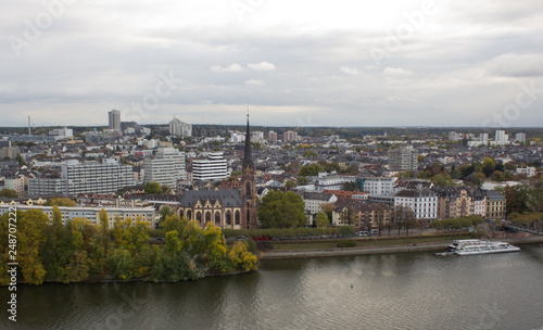 View of the Main River and the city of Frankfurt from the observation deck Cathedral cathedral