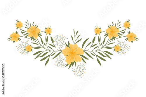 garland with flowers and leafs isolated icon