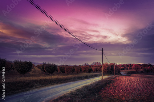 sunset on road