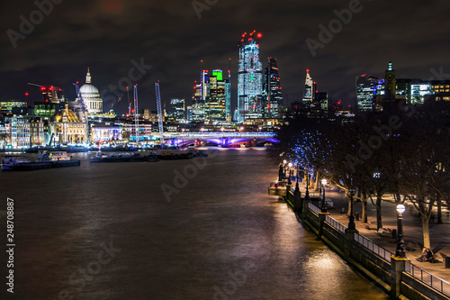 Office building and Thames river in London