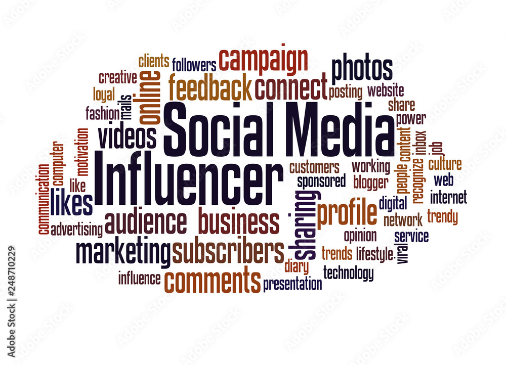 Obraz premium Social media influencer word cloud concept 2