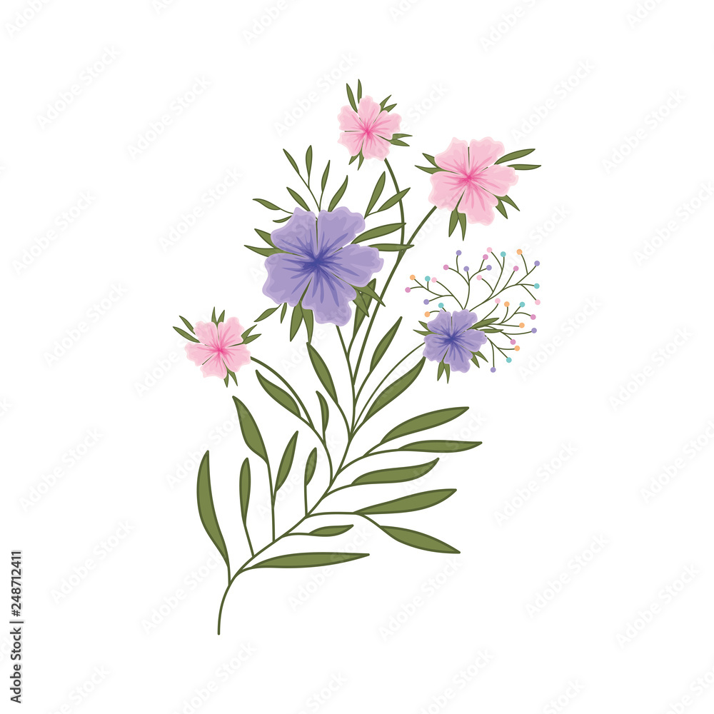 Obraz premium beautiful flower with leafs isolated icon