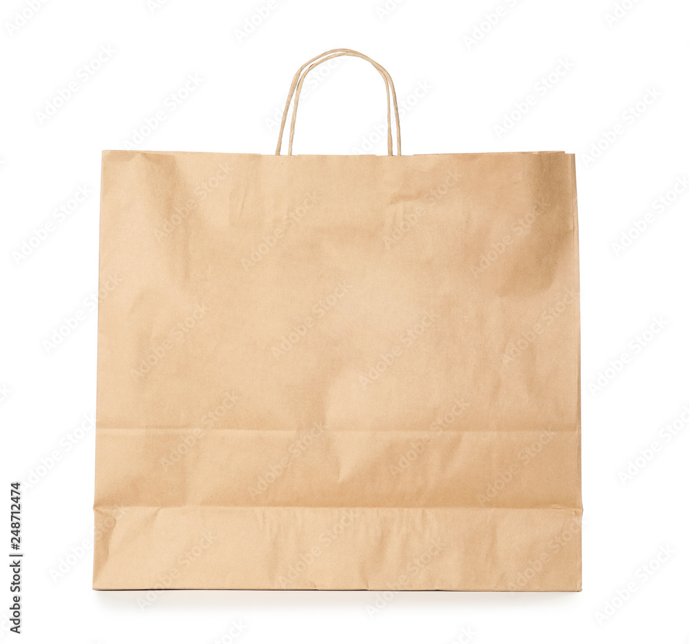 Paper shopping bag isolated on white. Mock up for design Paper shopping bag isolated on white. Mock up for design