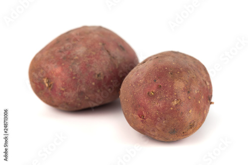 red sweet large potato close up isolated on white background