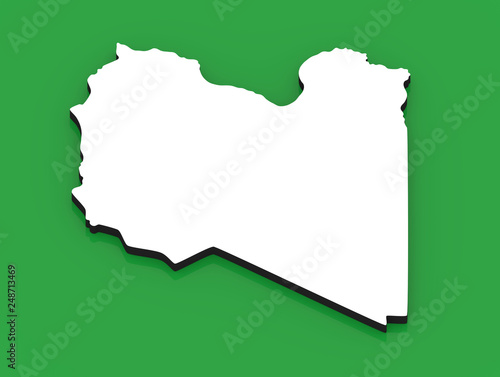3D map of Libya on the national flag