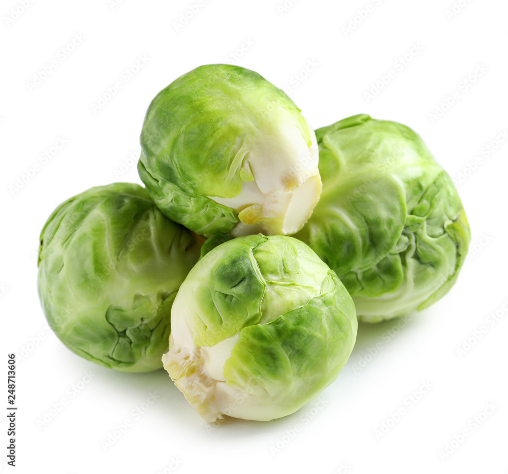 Fresh tasty Brussels sprouts on white background Fresh tasty Brussels sprouts on white background