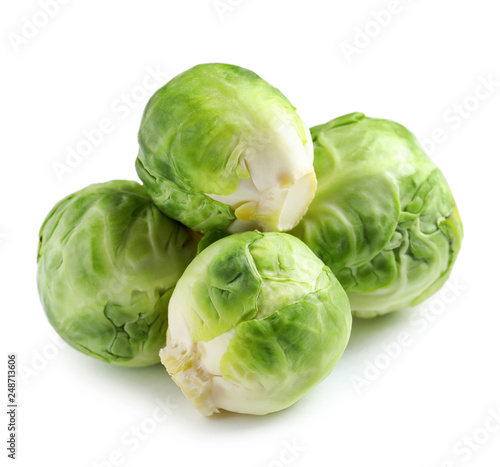 Fresh tasty Brussels sprouts on white background © New Africa