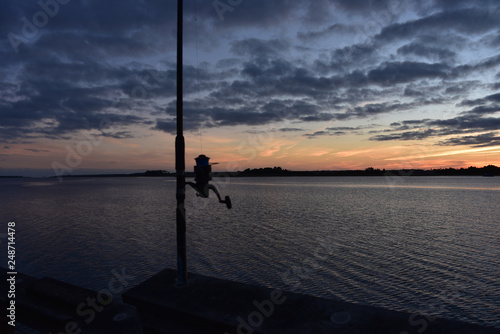 Fishing pol silhouette at dusk