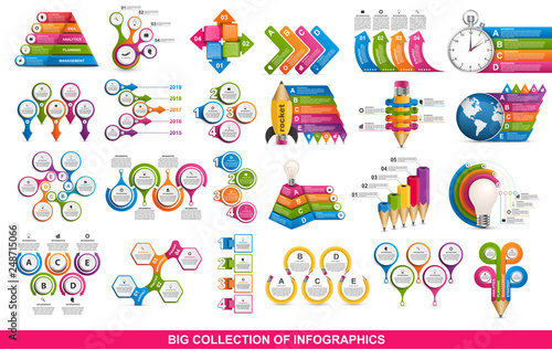 Collection infographics. Vector design elements. Infographics for business presentations or information banner, workflow layout, flow chart.