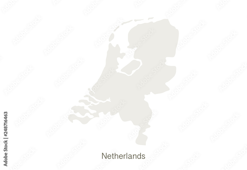 Mockup of Netherlands map on a white background. Vector illustration template Mockup of Netherlands map on a white background. Vector illustration template