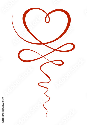 Hand Drawn Abstract Red Heart for Greeting Card. Decorative Calligraphic Heart for Valentine's Day, Mother's Day, Birthday, Heart Icon, Ornament. Art Sketch Vector.