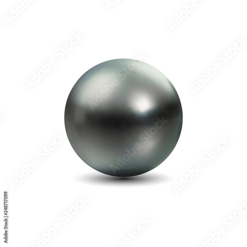Vector Illustration. Shiny natural black pearl with light effects