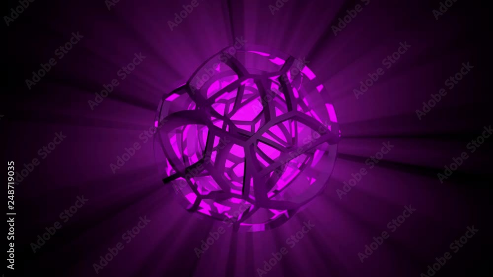 3D animation of abstract luminous sphere with alpha channel. Looped