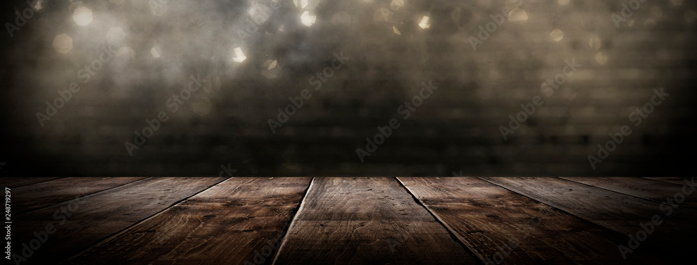 Background of empty room, concrete wall, wooden floor. - obrazy, fototapety, plakaty 