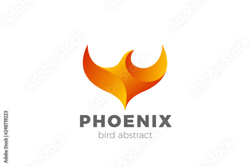 Phoenix Wings Logo design silhouette vector template. Eagle Falcon Hawk Flying Soaring Geometric Logotype concept icon.