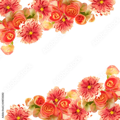 Beautiful floral background of dahlias and begonias 