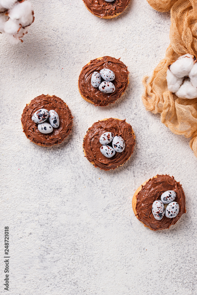 Easter cookies in shape of nest with eggs Easter cookies in shape of nest with eggs