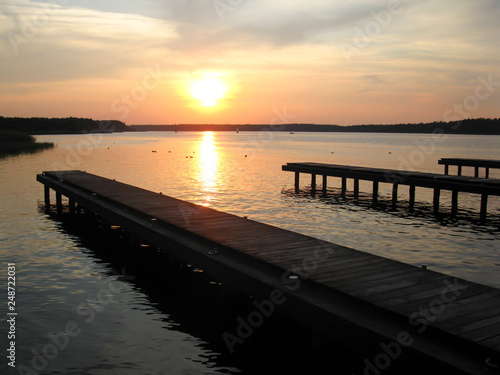 Sunset on the Necko lake in Augustow