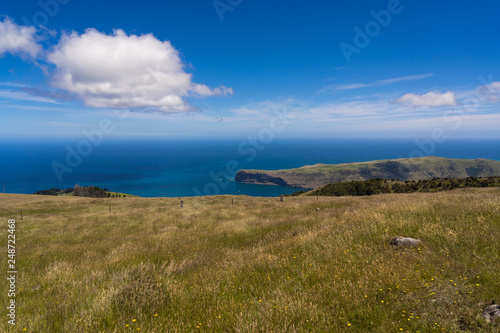 Coastline in Akaroa New Zealand, Amazing view from the lookout of akaroa, above the beautiful mountains of akaroa New Zealand