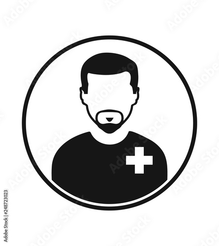 Male Patient profile icon with circle shape. Flat style vector EPS.