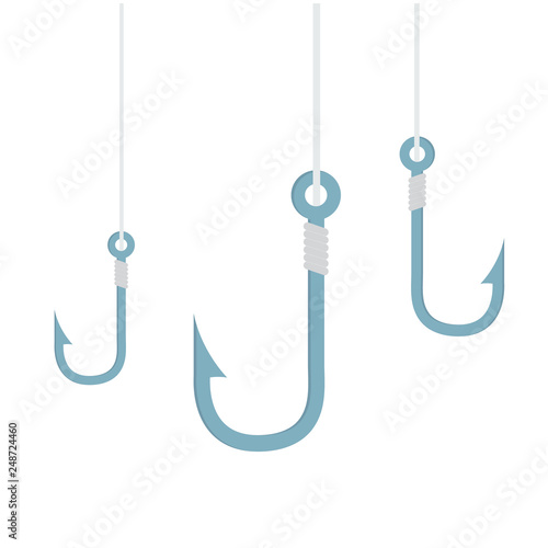 fishing hook flat isolated on white background