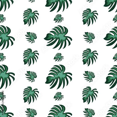 Fototapeta Naklejka Na Ścianę i Meble -  Seamless pattern of a tropical palm tree, jungle leaves. Vector floral pattern.