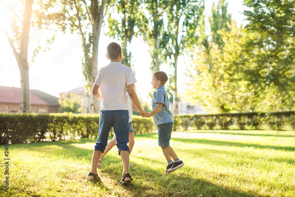happy children play on the lawn happy children play on the lawn