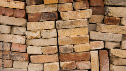 Beige tone bricks stacked on top of each other