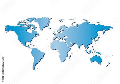 Fototapeta Naklejka Na Ścianę i Meble -  white background with blue map of the world and gradient - vector