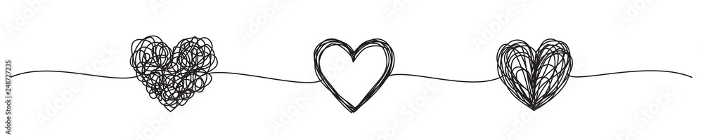 Banner with tangled grungy heart scribbles Banner with tangled grungy heart scribbles