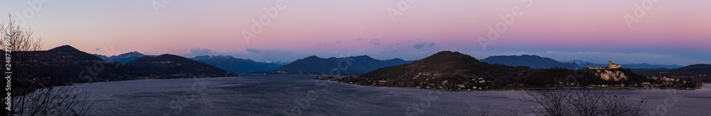 Panoramic View of Lake Maggiore at sunset