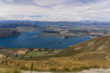 wanaka from above of the top of Roys peak, great view of Roys peak over wanaka, amazing landscape in New Zealand