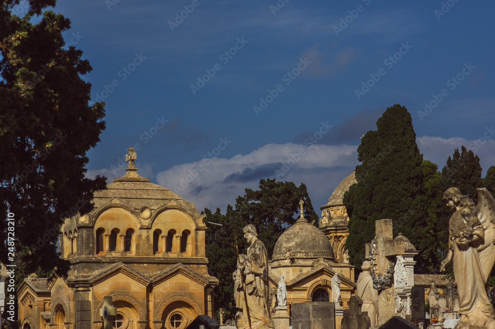 View to crypt and graves on Addolorata cemetery