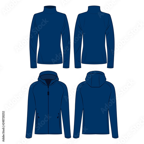 Blue polo neck and sport jacket isolated vector set on the white background