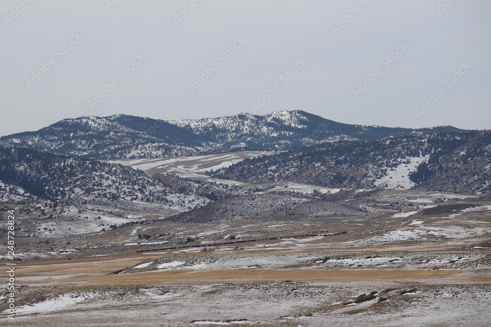 scenic view of the mountains in winter