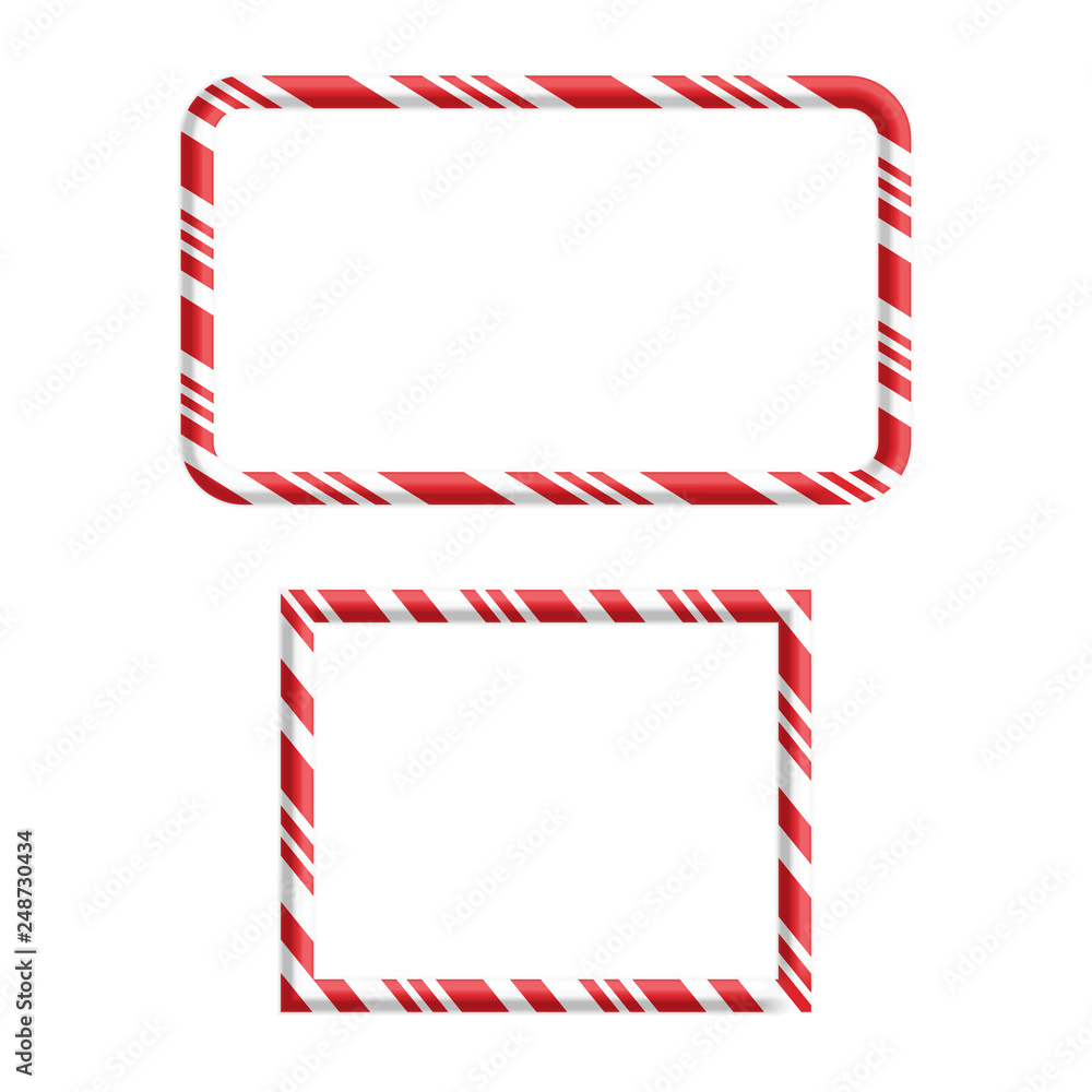 Fototapeta premium Candy cane frame border for christmas design isolated on white background